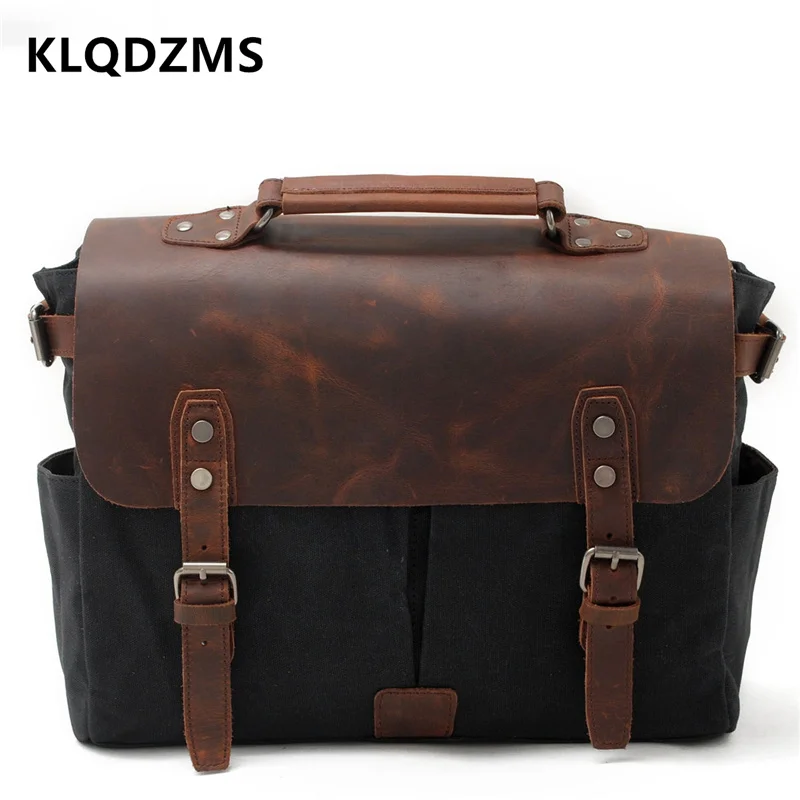 KLQDZMS Men's Handbag Briefcase Canvas Business Briefcase   Men's Messenger Bag Men's File Handbag Office Bags For Men