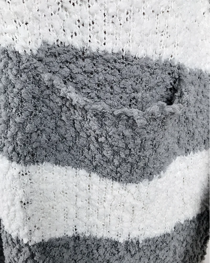 

Winter Knitted Sweaters Women 2020 Stripe Coloured Long Cardigan Women Jumpers Ladies Ladies V-neck Sweaters