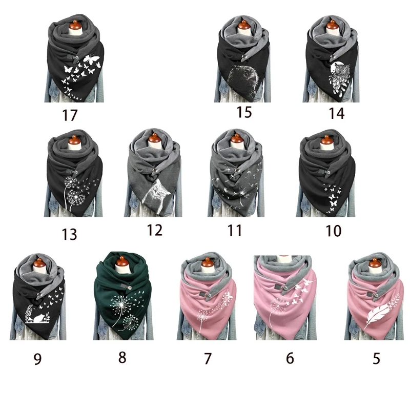 

MXMA Neckerchief Scarfs Triangular Scarf With Cute Button Soft Scarf Wrap Scarf