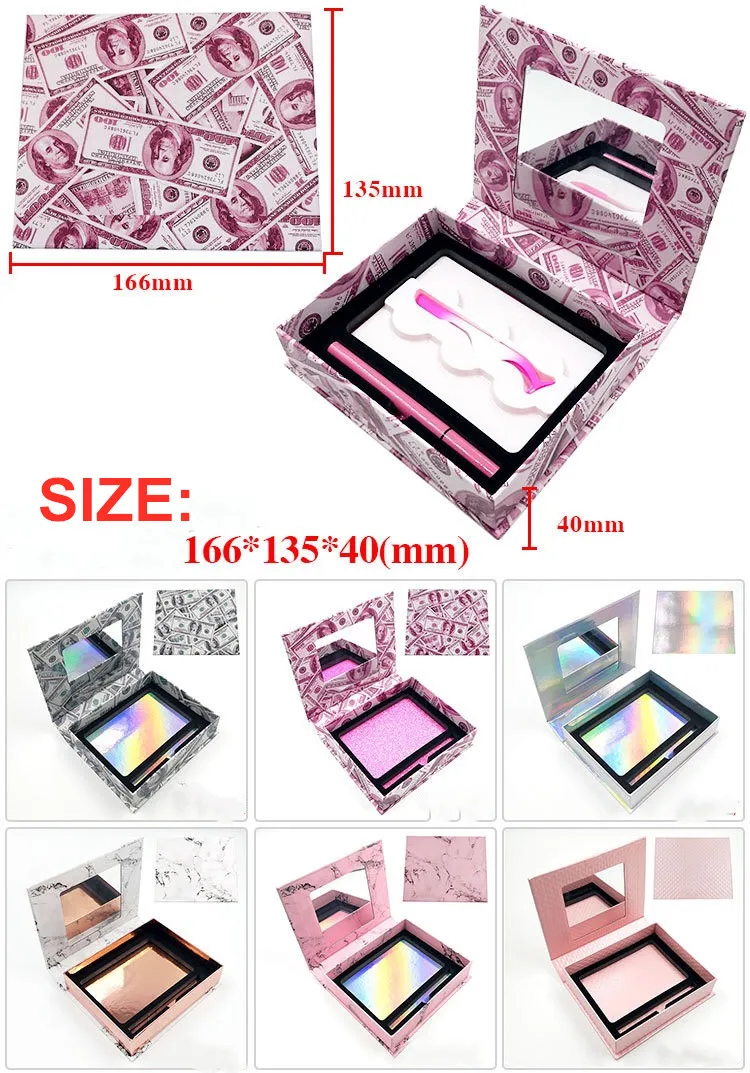 

Dollar style magnet eyelash case mink lashes different empty magnetic force packaging box custom free logo makeup empty