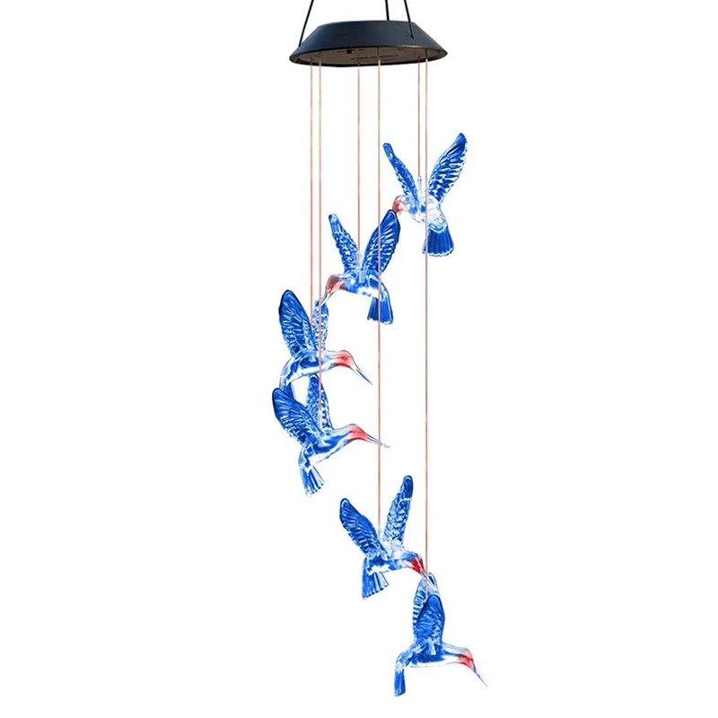 

Blue Bird Wind Chimes, Outdoor Color-Changing Solar Wind Chimes, Garden and Courtyard Waterproof Decoration