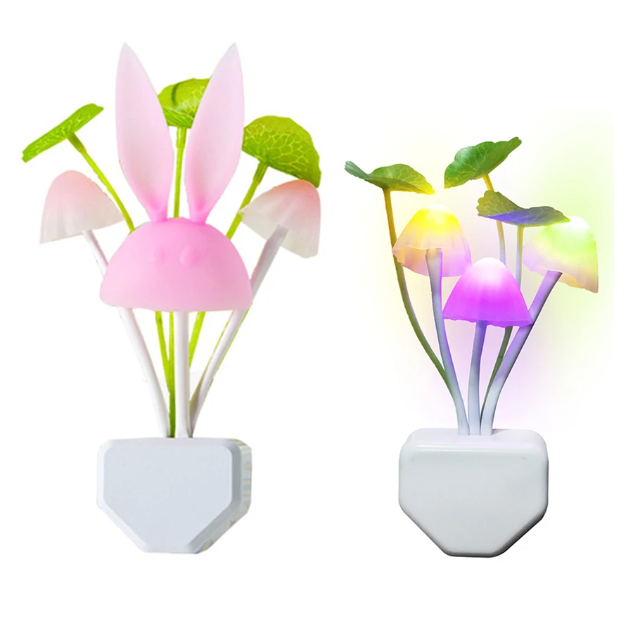 

Thrisdar Light Sensor Mushroom LED Night Light Auto Dusk to Dawn Sensor Wall Socket Night Lamp For Hallway Bathroom Bedroom