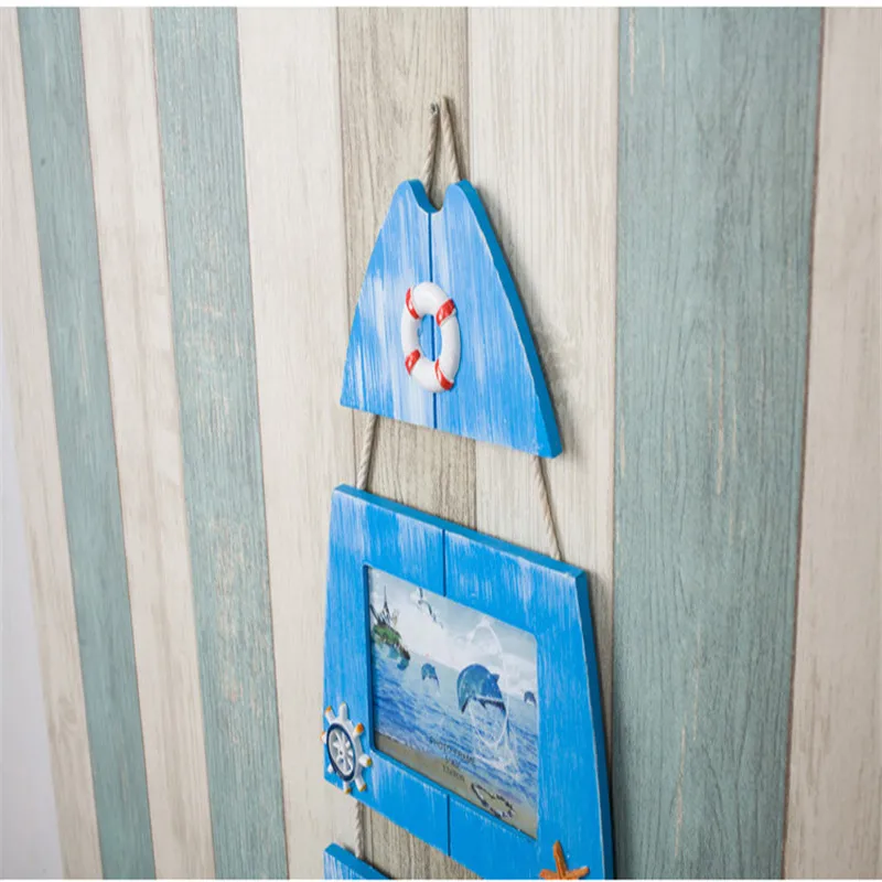 Фоторамка в стиле ретро висячий морской деревянный форме рыбы фоторамка для дома