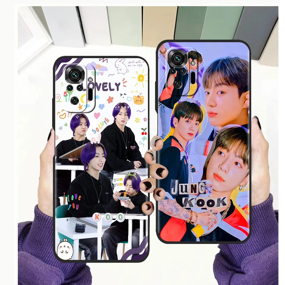 

Jeon Jungkook Phone Case for Redmi Note 11 Pro Plus 7 8 8T 9S 9 10 Pro K40 Gaming 8 9 9A 9C Plus Shockproof Silicone Shell Coque