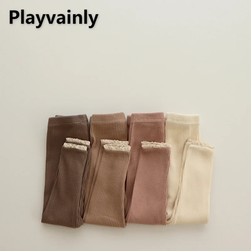 Leggings de estilo coreano para ni&ntilde;os y ni&ntilde;as, leotardos de encaje el&aacute;sticos de Color s&oacute;lido, pantalones informales, nuevo, Oto&ntilde;o, 2021, E1255-0
