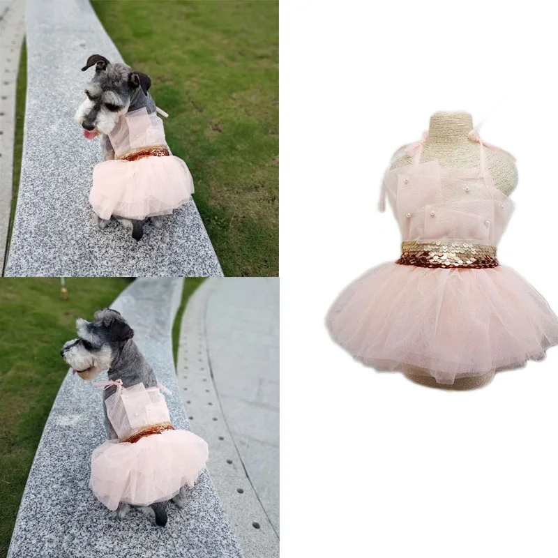 Длинное Тюлевое платье для собак одежда маленьких и средних платья животных