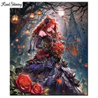 Картина из страз с изображением девушки из аниме Фэнтези, квадратная круглая мозаика для рукоделия, 5D, алмазная вышивка, декор для рукоделия T482