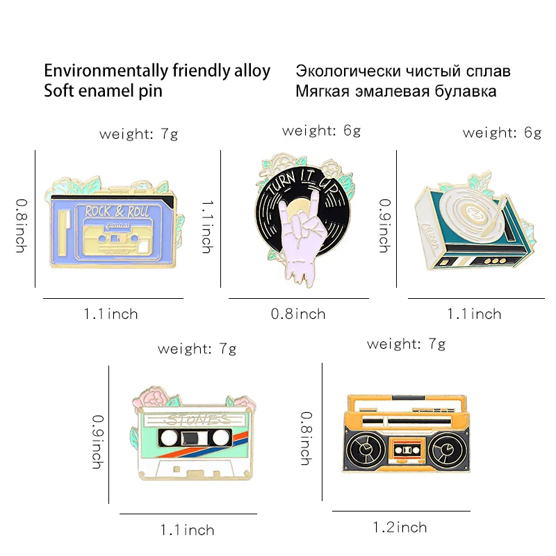 Эмалированная булавка Rock Till мертвых виниловая музыкальная лента для