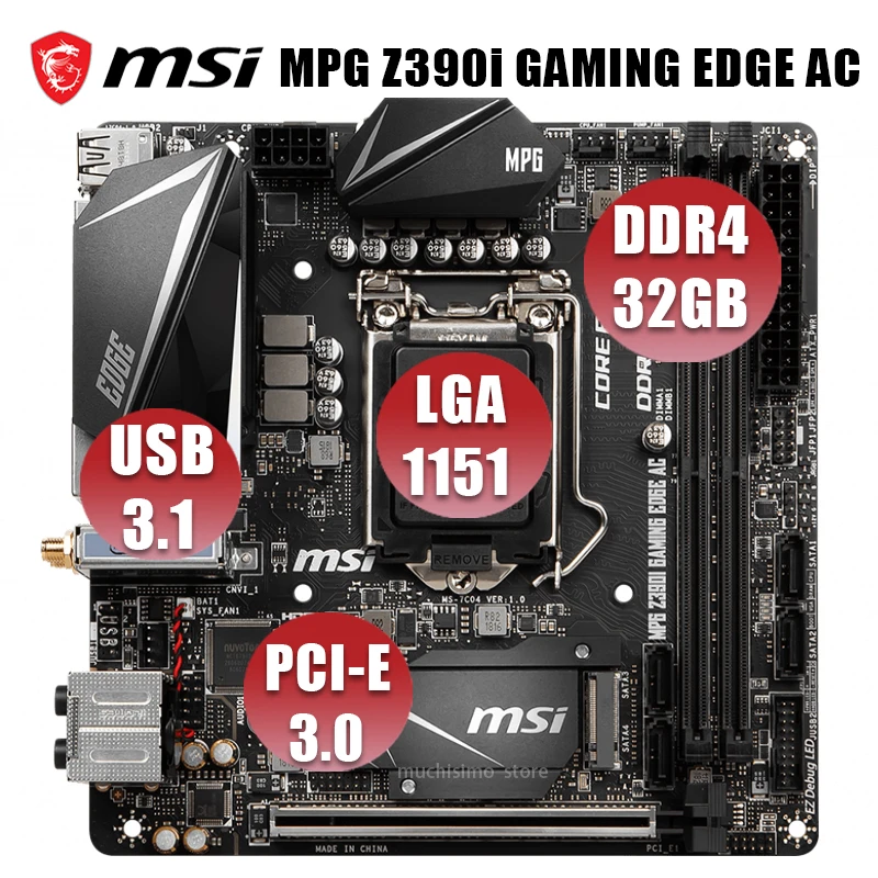Verkauf LGA 1151 MSI MPG Z390I GAMING RAND AC Motherboard Core I9 I7 I3 DDR4 32GB Gaming Display Port Intel Z390 Placa-mãe Mini-ITX Neue