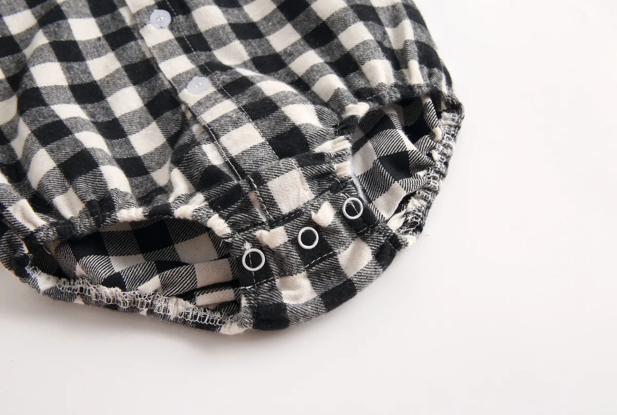 Casual Korean Baby Body Plaid Shirt Bodysuit for Newborns Long Sleeve Bodysuit for Babies Spring Autumn New Cute Baby Bodysuit