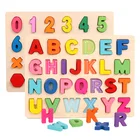 Арабский алфавит Монтессори, деревянные головоломки для детей 3-6, Дошкольные Детские обучающие игрушки, 3D Строительные головоломки для детей