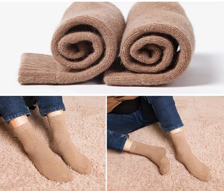 5Pairs/lot Men's Wool Socks Winter Casual Thick Warm Winter Men's Simple Solid Color Socks Male High Quality