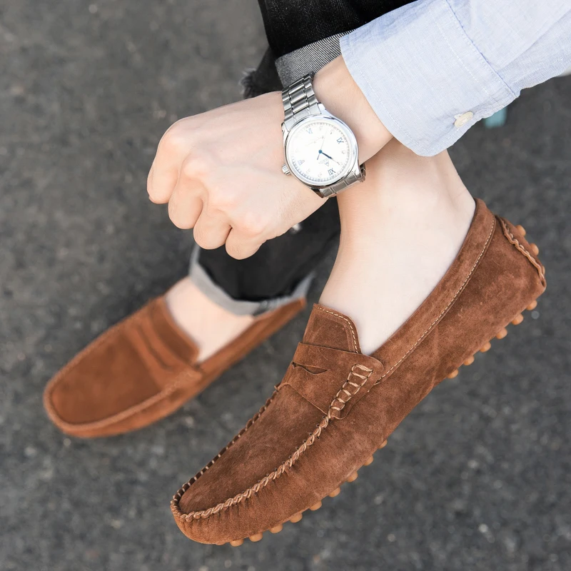 

Men Casual Shoes slip on Genuine Leather Male Loafers Espadrilles Fashion Shoes Flats Driving Sneakers shoes Mocassin Homme