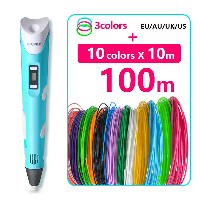 3D Ручка со светодиодной подсветкой оригинальная детская трехмерная ручка для