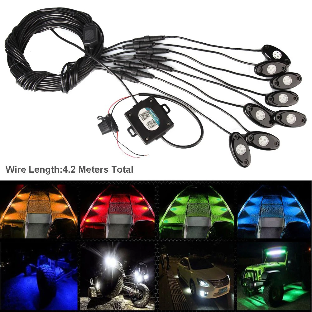 8 Pod RGB светодиодные горные фонари Водонепроницаемые огни для украшения