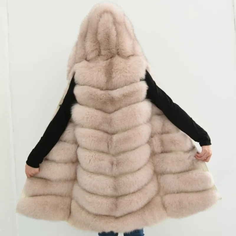 Новинка 2019 женский жилет из натурального меха голубой лисы с капюшоном жилетка