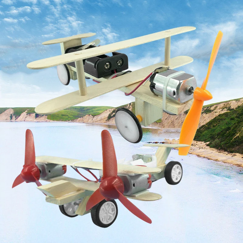 

Electric Taxi Aircraft Toys Maquetas Para Montar Students Handmade Small Invention Toys Wooden Electric Assembled Airplane Model