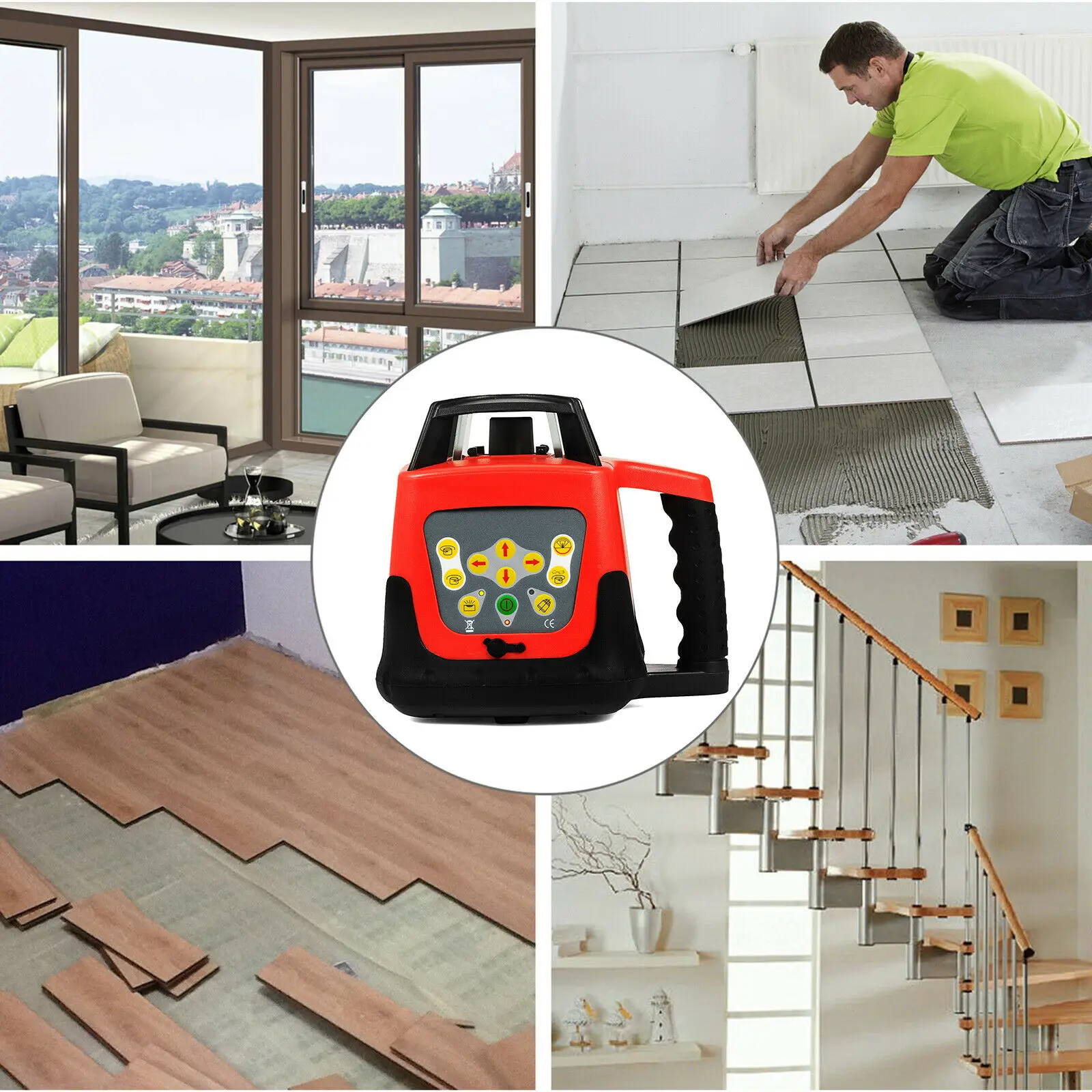 Самонивелирующийся поворотный лазерный уровень на 360 ° диапазон 500 м красный луч