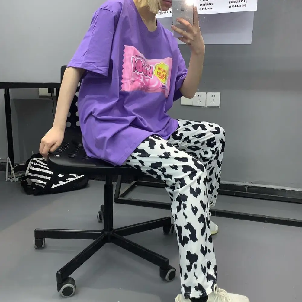 

Cute Milk Pants Streetwear Women Autumn Punk Joggers Hip Hop Rock Pants Summer Cargo Pants Casual Tie Dyed Trousers Girl
