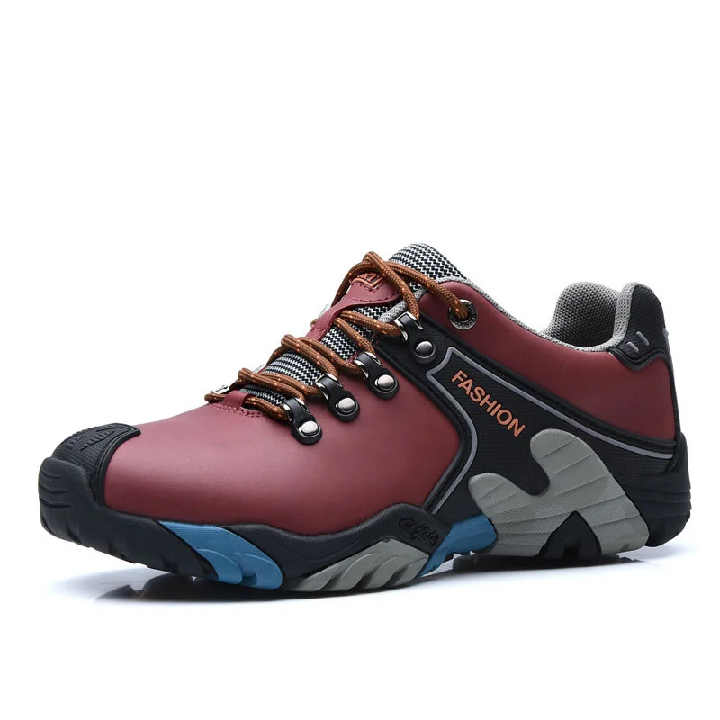 2022 Fashion Blue Hiking Boots Men Leather Comfortable Plus size Trekking Sneakers Men Non-slip Anti-shock Climbing Shoes Men