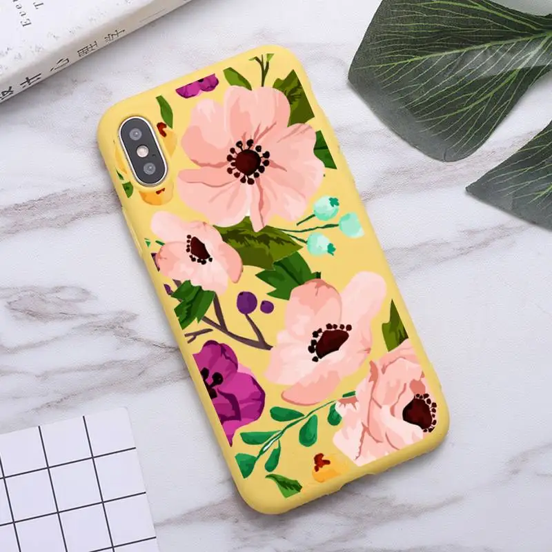 

Flower Romantic aesthetics pattern Phone Case Candy Color for iPhone 6 7 8 11 12 s mini pro X XS XR MAX Plus