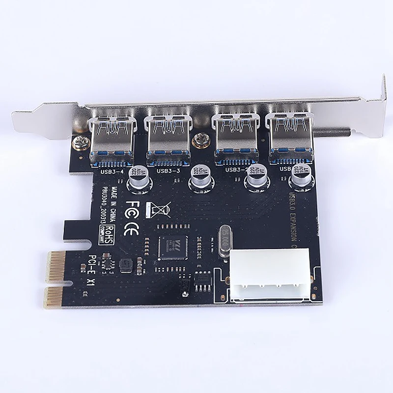 

PCI-E to USB3.0 Adapter Card 4 USB 3.0 Ports 5Gbps PCI Express Built-in Desktop Hub Expansion Card