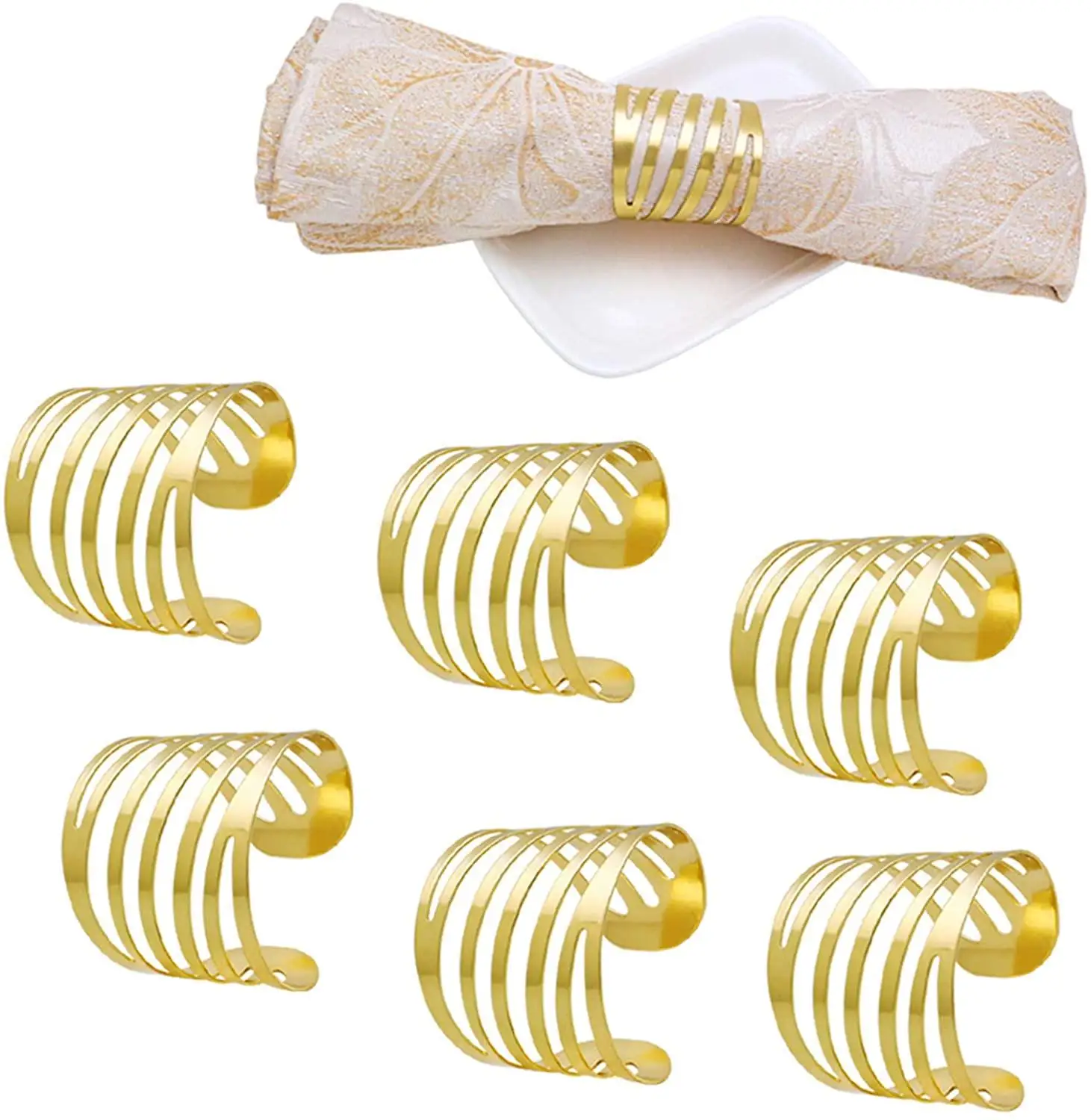 

Alloy Napkin Rings Set of 12,Elegant Napkin Rings Buckles with Unique Pattern Swivel Hollow Out for Place Settings, Wedding