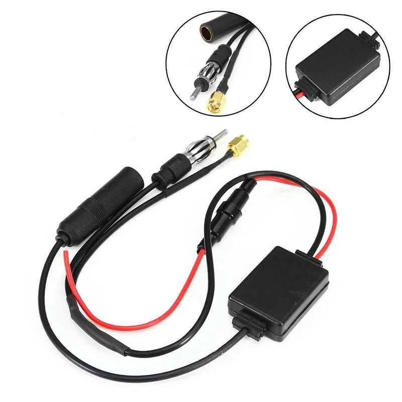 

1pc Mayitr Car Antenna Aerial Splitter Cable Universal DAB + FM Signal Amp Amplifier Radio Converter Booster For Car Vehicle FM