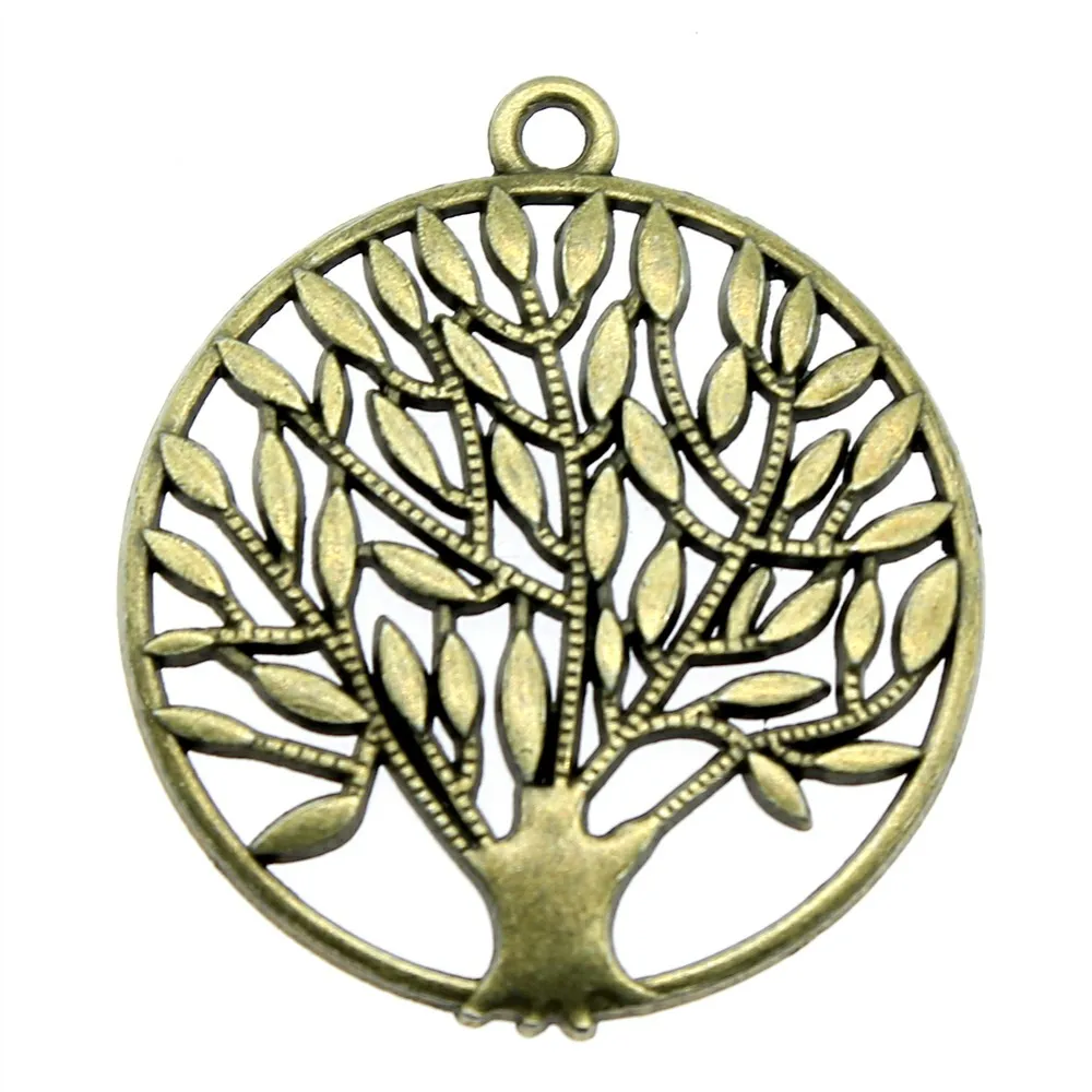 

4pcs 42x37mm Pendant Tree Round Round Tree Charm Pendants For Jewelry Making Antique Silver Color Round Tree Pendants
