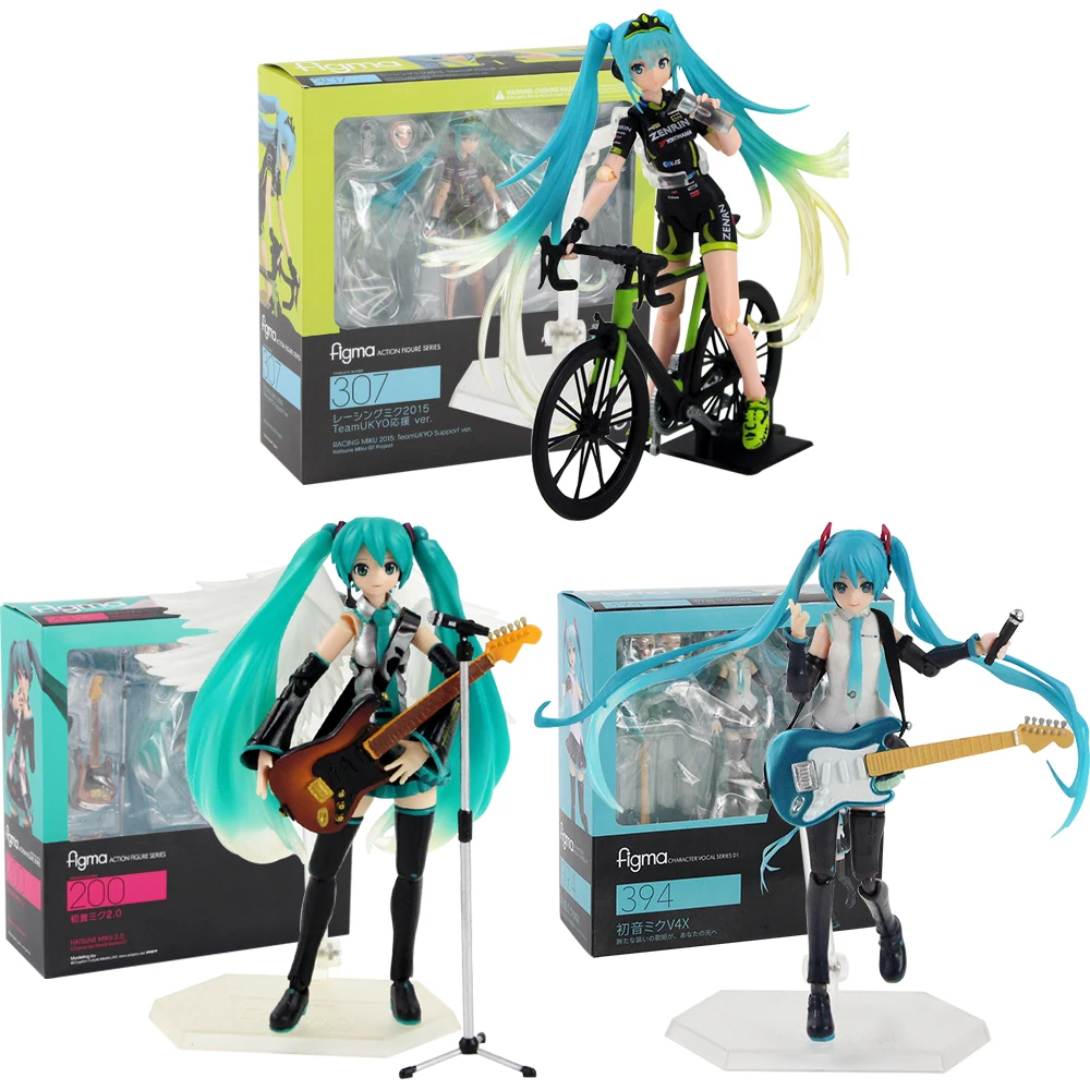 Хацунэ Мику фигурка Figma 200 307 394 Мику с гитарой велосипед Модель игрушки для коллекции подарков