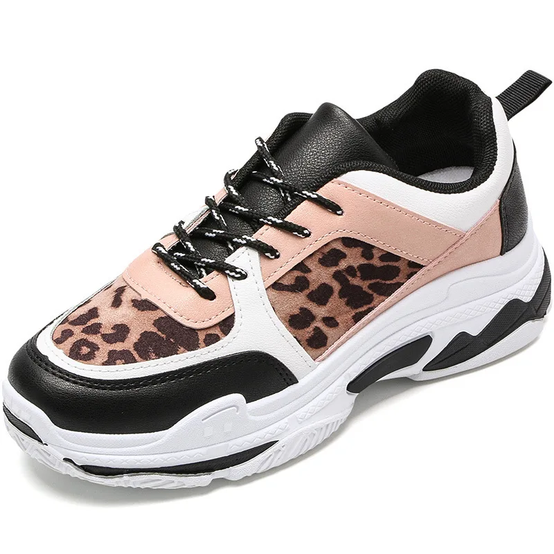 

Dad Sneakers Women Leopard Lace Up Suede Women's Vulcanized Shoe Autumn Ladies Platform Woman Walking Shoes Female Footwear