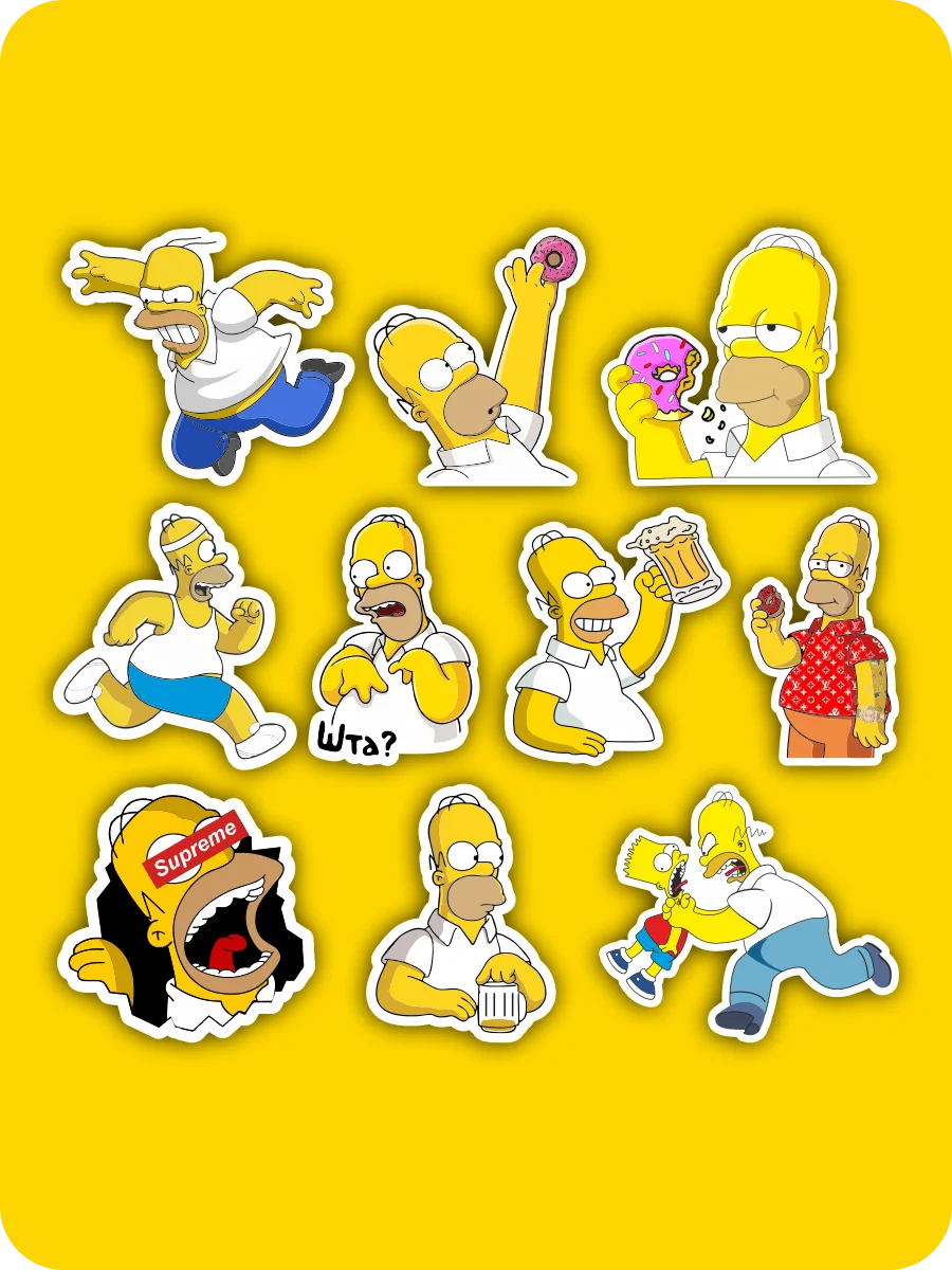 Наклейки-стикеры &quotСимпсоны&quot | Канцтовары для офиса и дома