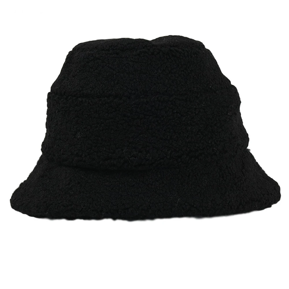 HOAREE Bucket Hat Lamb Wool Womens Japanese Harajuku Women Hat Autumn Winter Warm Vintage Wide Brown Brim Fisherman Cap