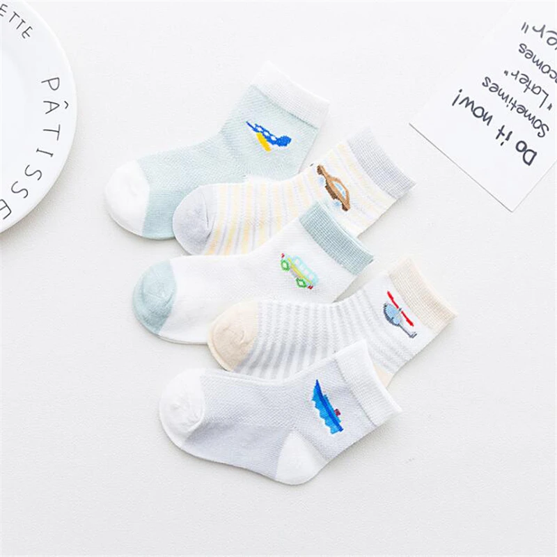 5 пары/компл. детские носки летние хлопковые бесшовные для мальчиков вязаные