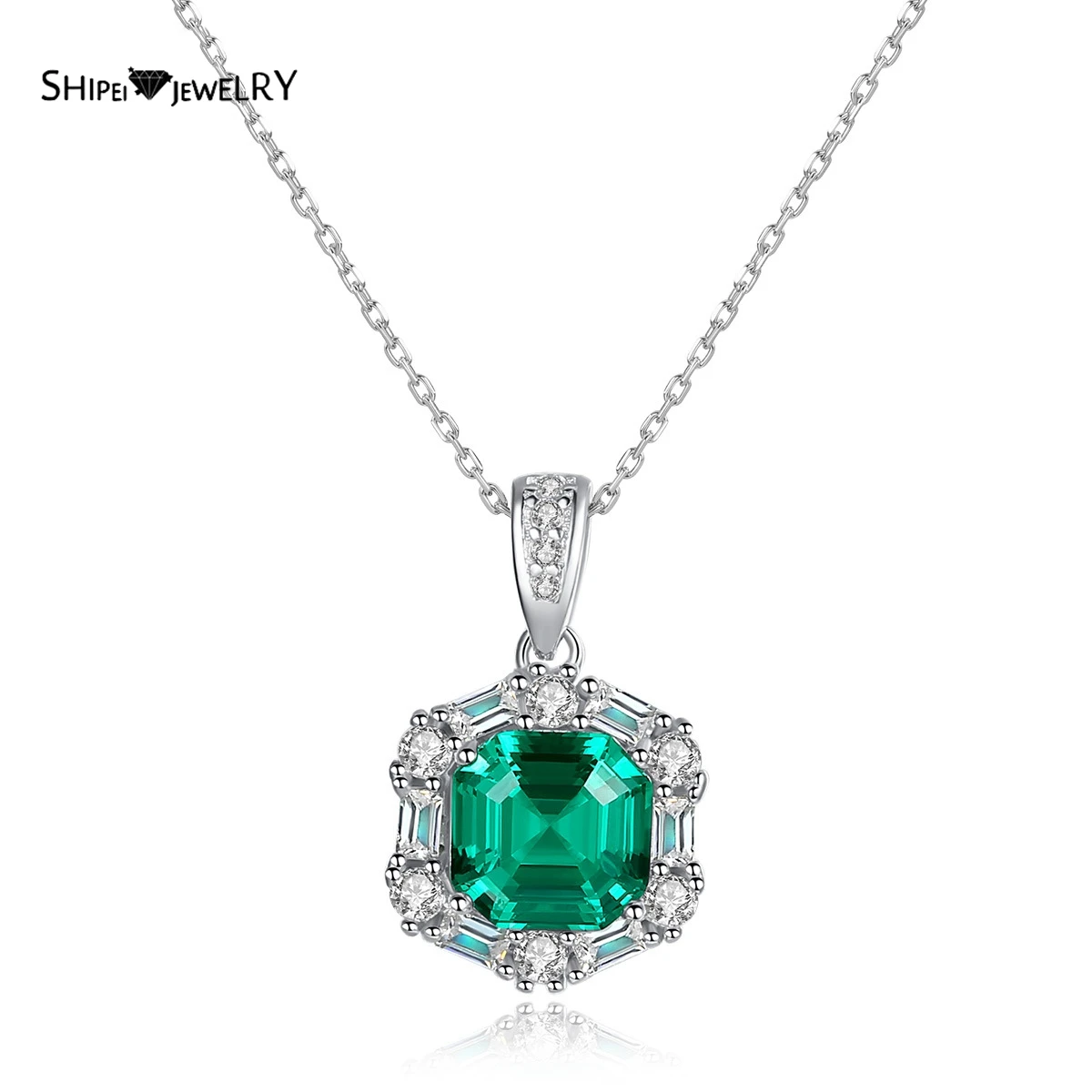 Шипай 100% 925 стерлингового серебра Ашер изумруд огранки создан муассанит