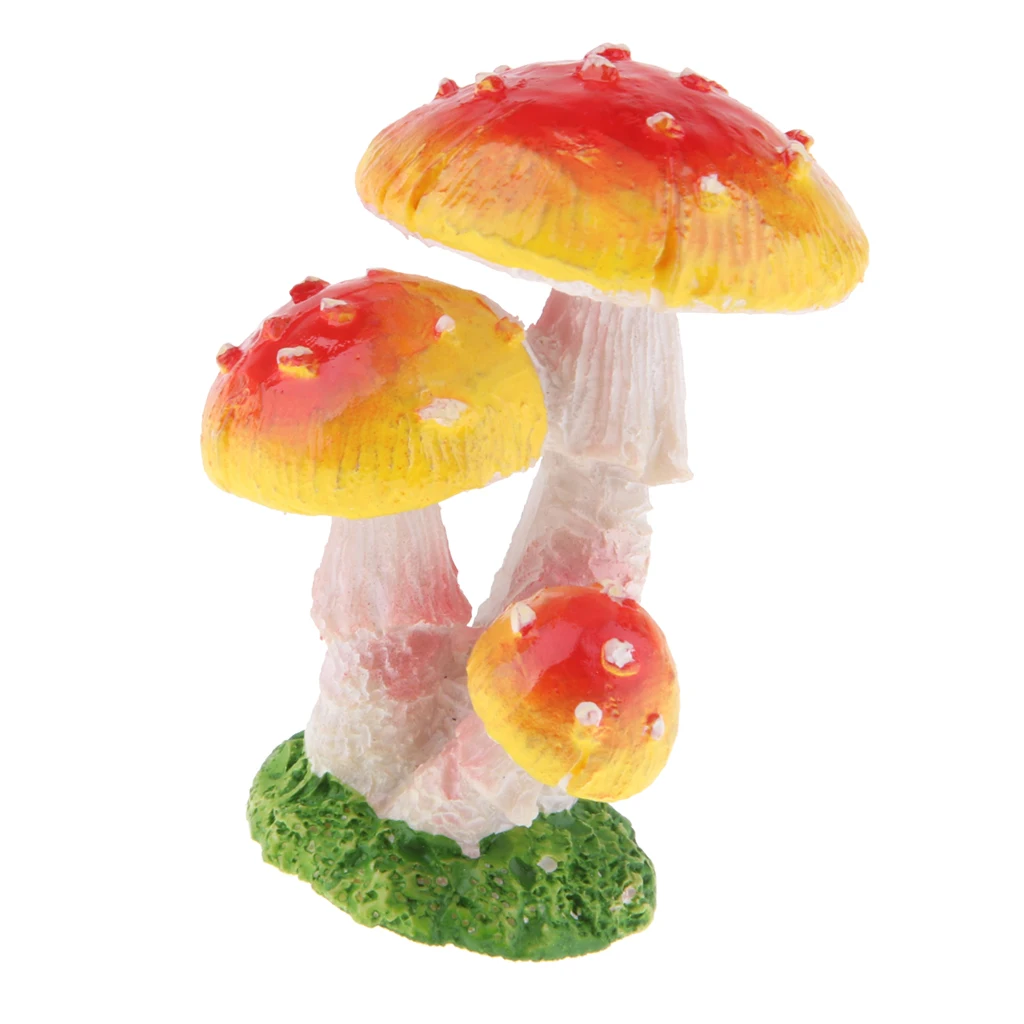 

4 Pieces Mini Mushroom Statues Bonsai Micro Garden Art Decor Ornament Crafts