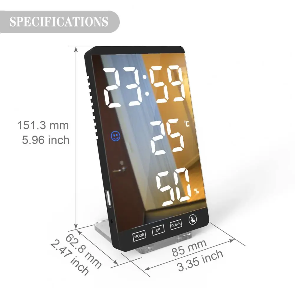 

Mini Large Screen Smarters Touch Temperature/Humidity Monitor Detector Alarm Clock