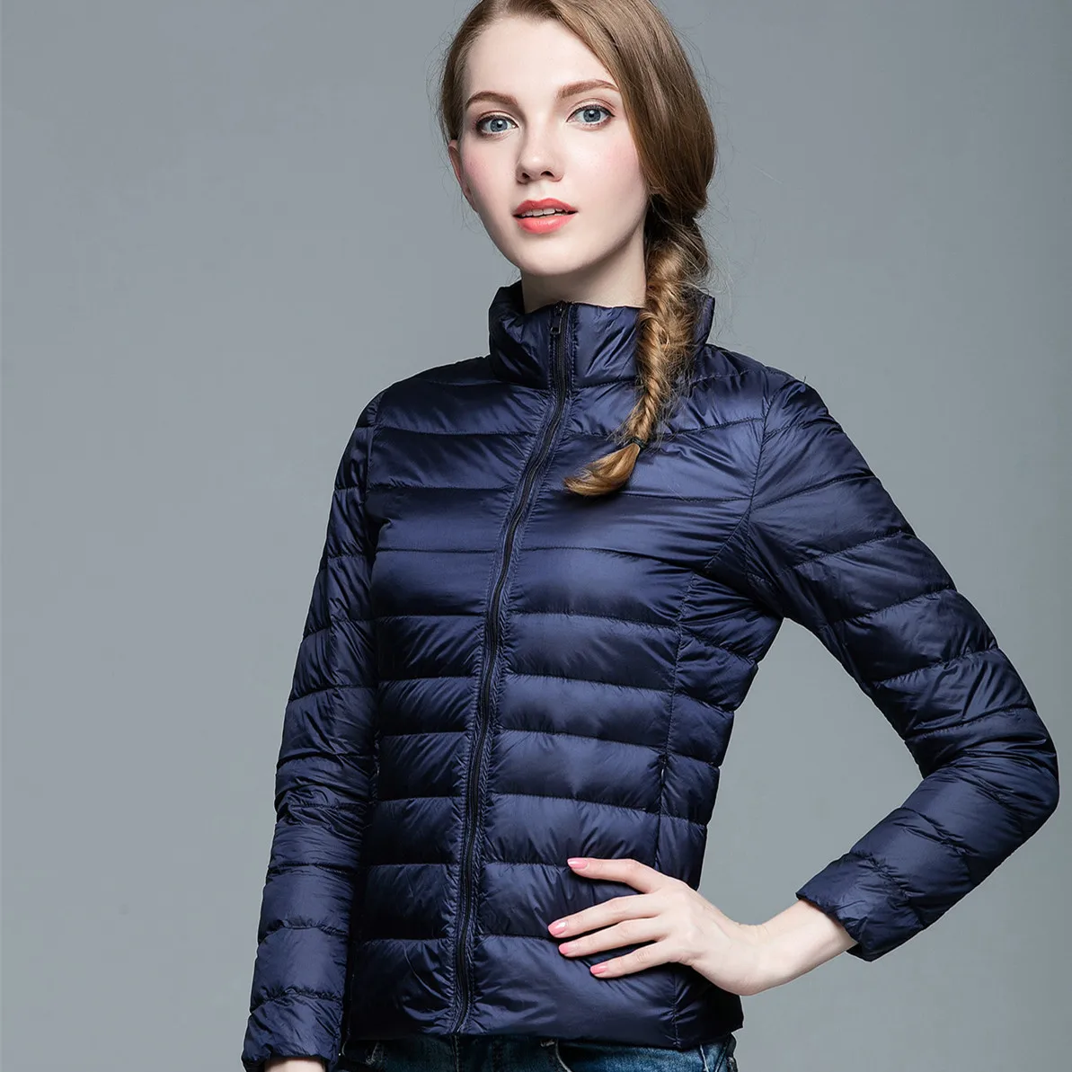 2019 осень и зима новый стиль портативный короткий тонкий пуховик женский