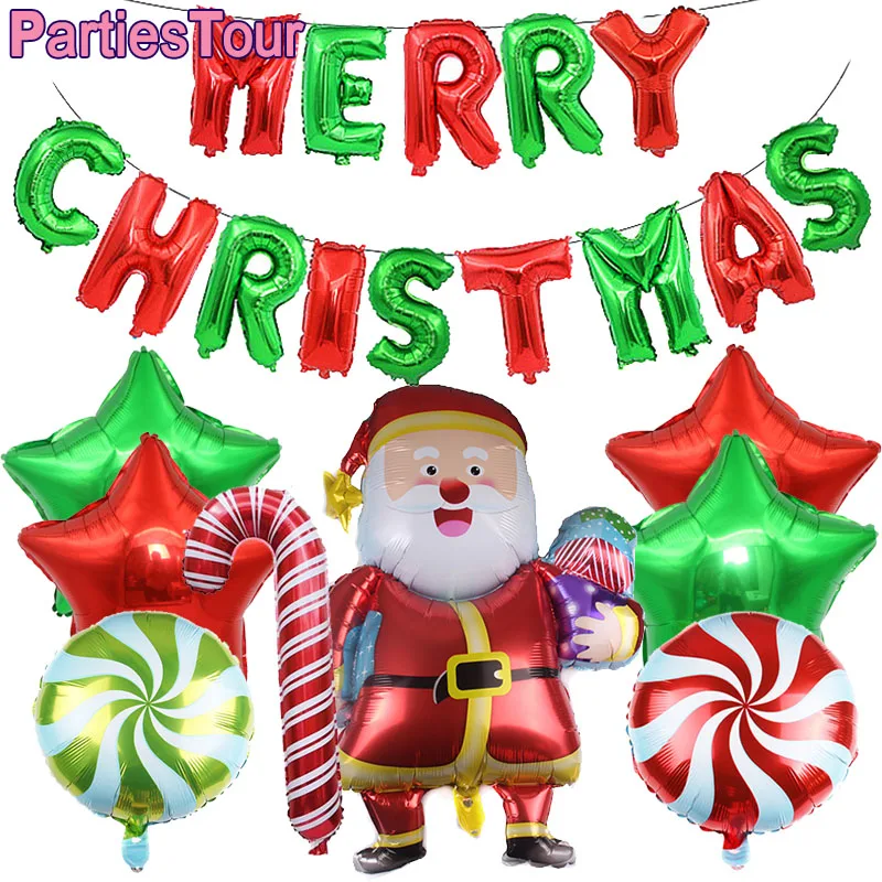 

Рождественский воздушный шар 16 дюймов красный и зеленый Рождественский воздушный шар баннер Санта-Клаус фольгированные воздушные шары фот...