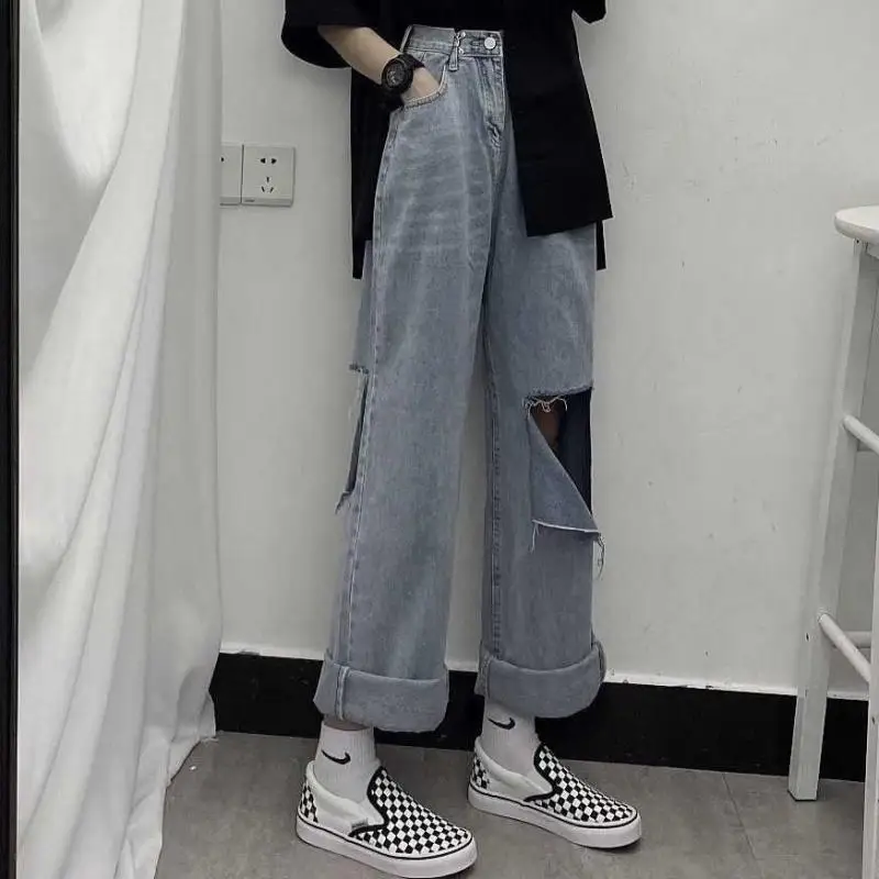 

Woman Jeans Pants Summer High Waist Jeans for Women Straight Loose Trousers