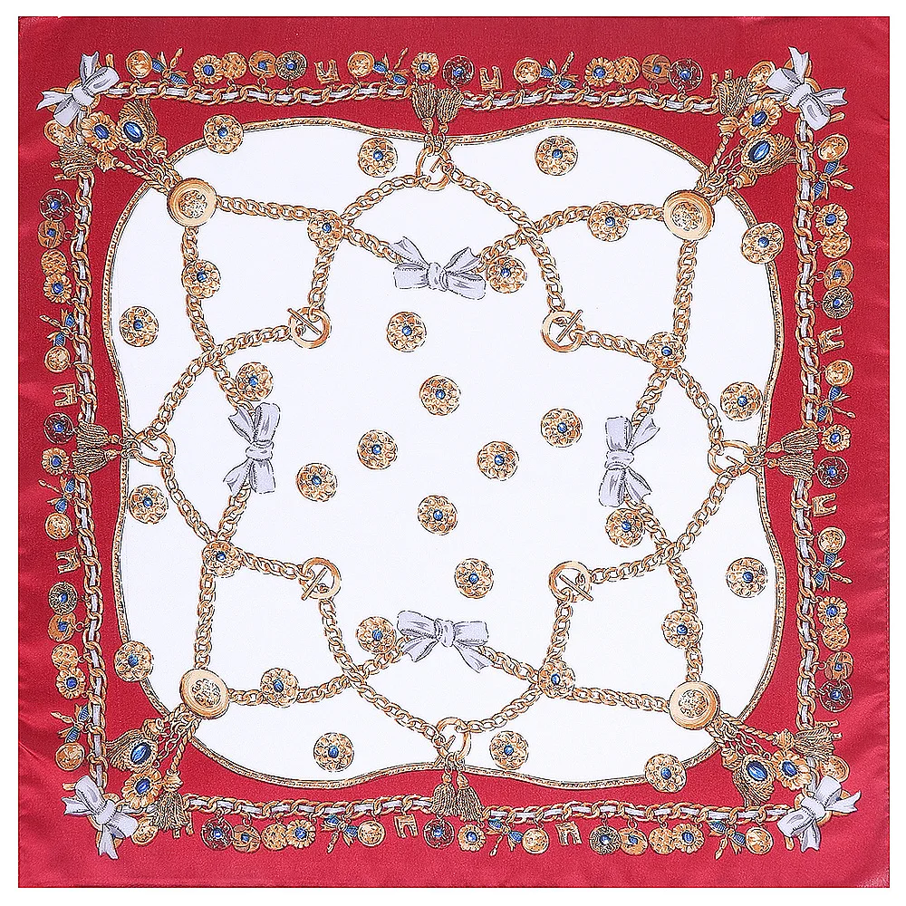 2019 Для женщин квадратные шарфы с изображением Цепи Подвеска бахромой принт в