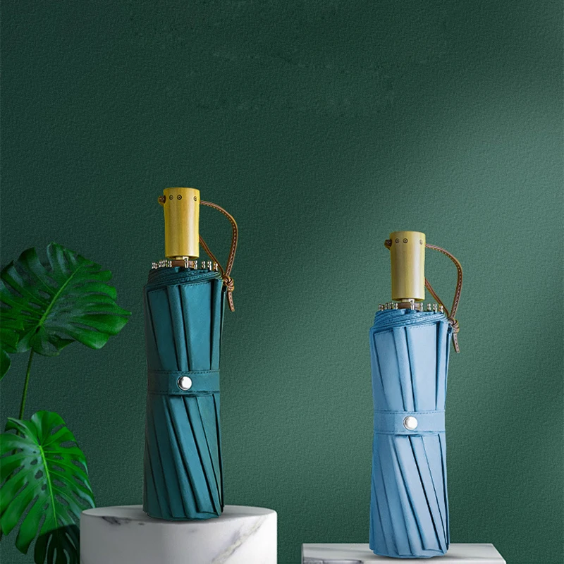 

Зонт от солнца ульсветильник складной, складной зонтик из массива дерева для мужчин и женщин, тройной, 16 костей, защита от УФ лучей и дождя