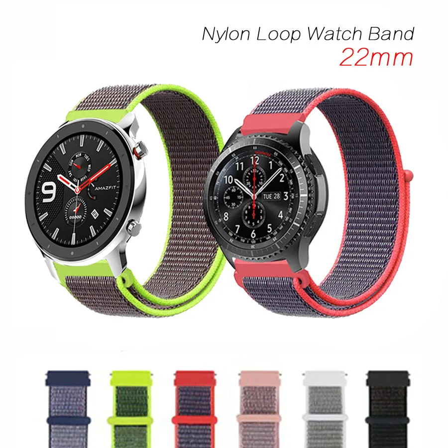Нейлоновая петля для часов Amazfit GTR 47 мм, тканый ремешок 22 мм, браслет для часов huawei GT, ремешок для часов Amazfit Pace/Stratos 2 2S