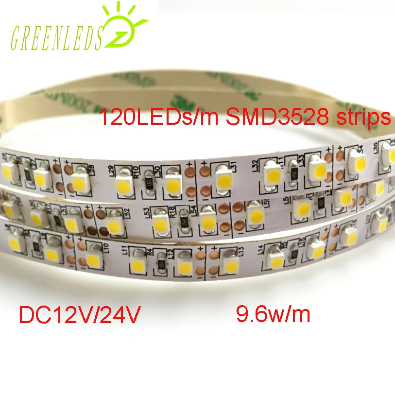 

LED SMD3528 Strips IP20 No-waterproof 120LEDs/m DC12/24V 9.6w/m Whtie Red Green Yellow Blue Color With 3 Years Warranties