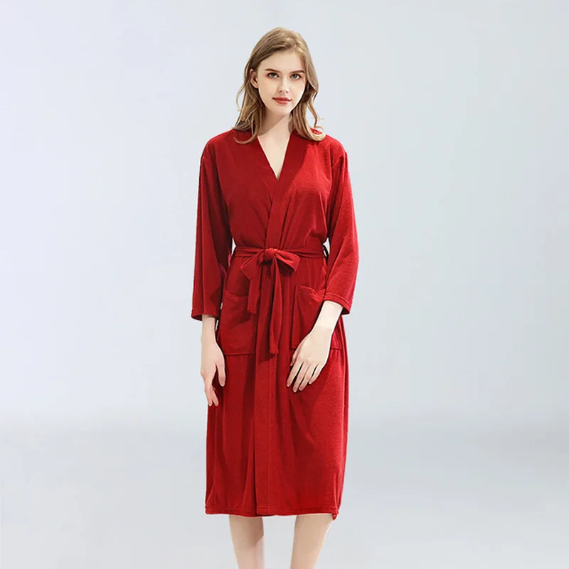 Повседневная летняя тонкая ночная рубашка однотонная махровая одежда для