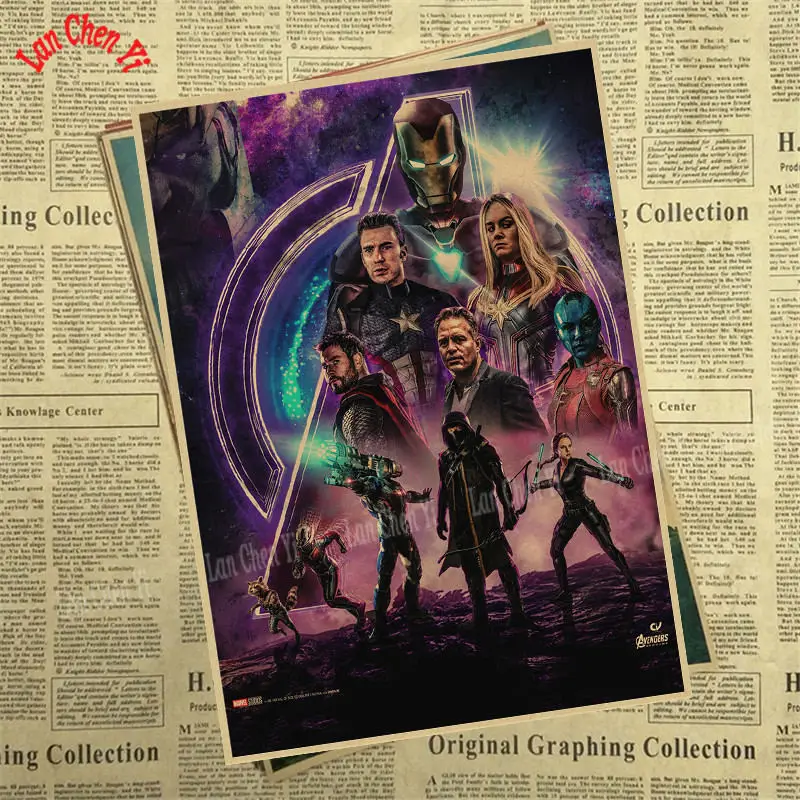Непроницаемый Marvel Фильм Мстители: эндшпиль крафт-бумага плакат художественный напечатанный номер живопись наклейки на стену - Цвет: Непроницаемый