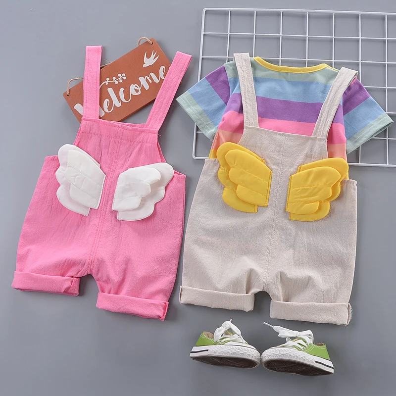 Baby girls summer clothing sets newborn cotton fashion t-shirts+bib pants 2pcs tracksuits for bebe girls toddler outfits 2020