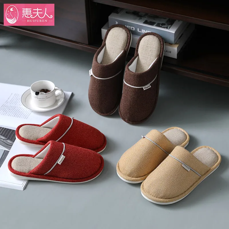 Ms Cotton Slippers In The Fall And Winter Of2021 Indoor Quiet Home Antiskid Soft Bottom Not Smelly Feet Male Winter Seasons Flax