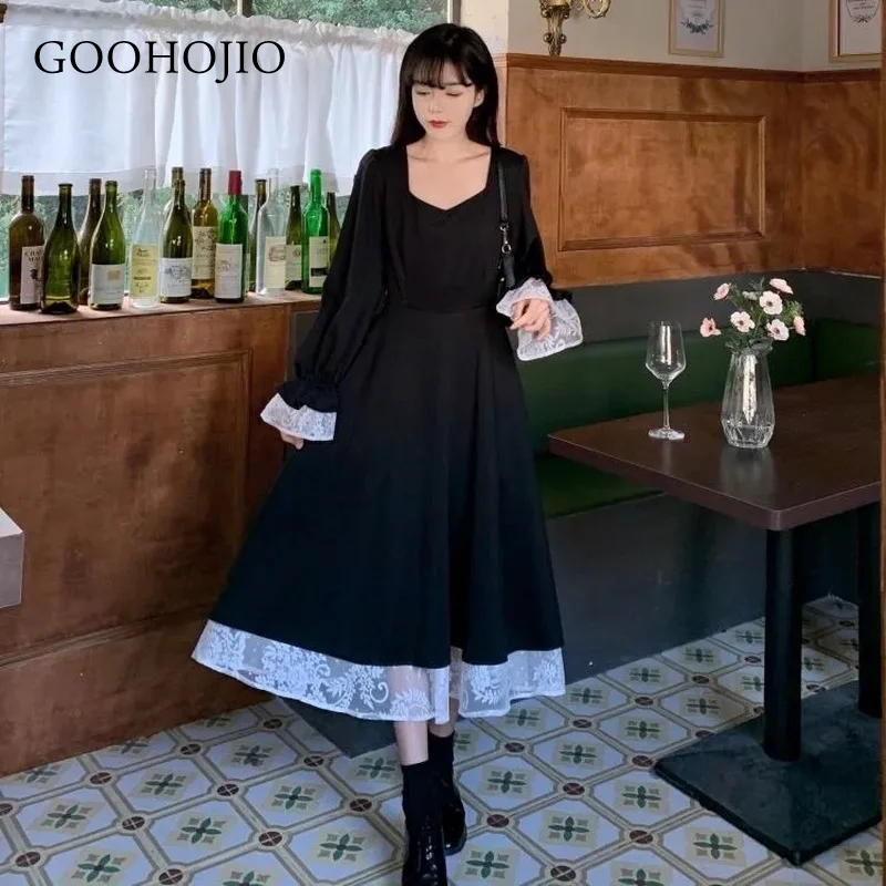 

GOOHOJIO 2021 New Spring and Autumn Fashionable Retro Women Dresses Temperament Dress for Women Vintage Large Size Dress Women