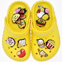 1pcs cute food donuts popcorn omelette shoes decoration accessories original jibz for croc charms for shoes bracelets kids gifts